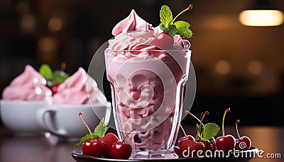 Freshness and sweetness in a gourmet summer dessert generated by AI Stock Photo