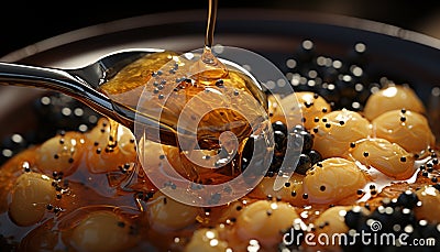 Freshness, sweetness, nature drop, pouring liquid, healthy eating, homemade dessert generated by AI Stock Photo