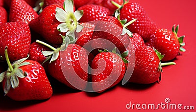 Freshness and sweetness of ripe strawberry on wood generated by AI Stock Photo