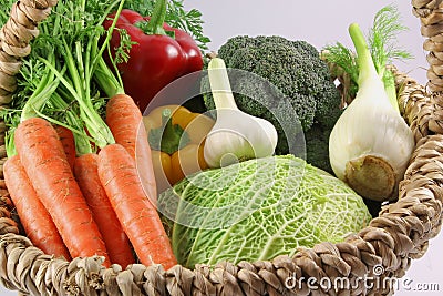 Freshness vegetables in a basket Stock Photo