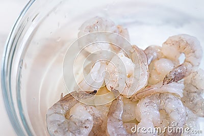 Freshness white shrimps meat - Food photo. Stock Photo