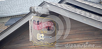 Fretted Instruments Sign, Homewood, Alabama Editorial Stock Photo