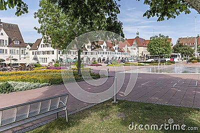 Flowerbeds in Marketplatz, Freudenstadt, Black Forest, Germany Editorial Stock Photo