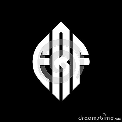 FRF circle letter logo design with circle and ellipse shape. FRF ellipse letters with typographic style. The three initials form a Vector Illustration