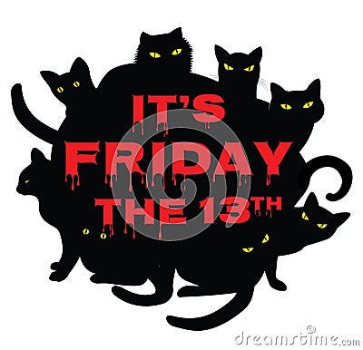 Friday 13 with black cats Vector Illustration