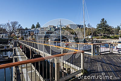 Friday Harbor, WA USA - circa November 2021: View of Spring Street Landing port at Friday Harbor on a bright, sunny day in autumn Editorial Stock Photo