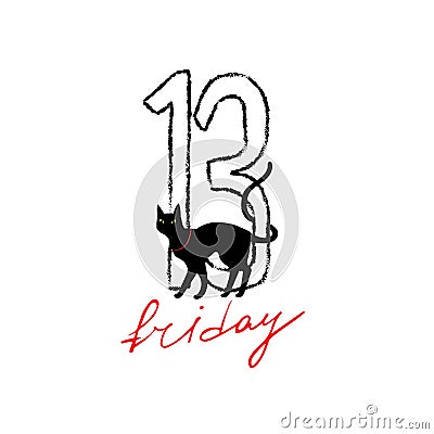 Friday 13th grunge illustration with numerals and Vector Illustration