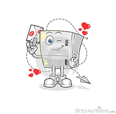 Fridge hold love letter illustration. character vector Vector Illustration