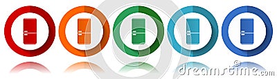 Fridge, refrigerator vector icons, flat icon set for logo design, webdesign and mobile applications, colorful web button Vector Illustration