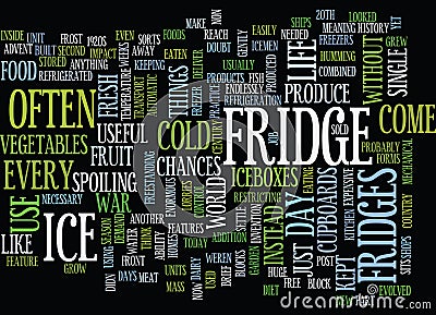 Fridges A Brief History On How They Have Evolved Word Cloud Concept Stock Photo