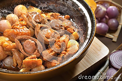 Awabi chicken onion Hot pot Stock Photo