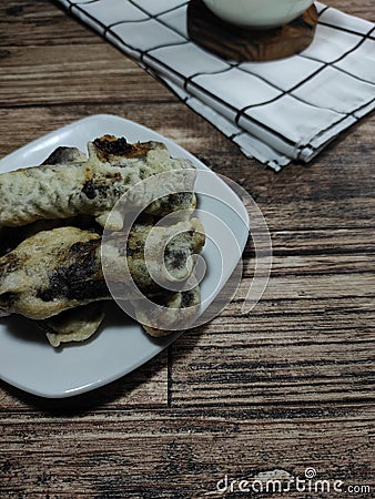 fried banana jam, snacks made from processed bananas that are dried and then fried Stock Photo