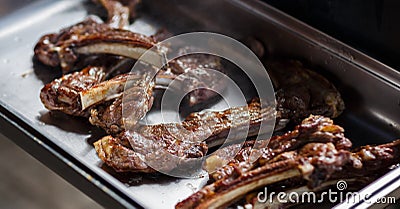 Fried barbecue meat with bone Stock Photo