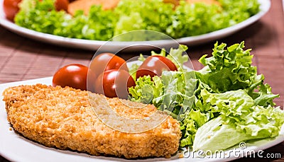 Fried battered chicken breast Stock Photo