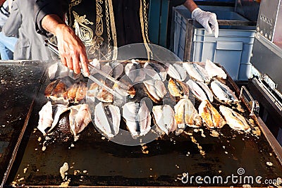 Fried bonito fish Stock Photo