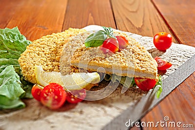 Fried breaded Veal Milanese Stock Photo