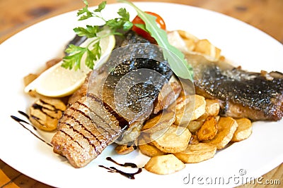 Fried carp fillet Stock Photo