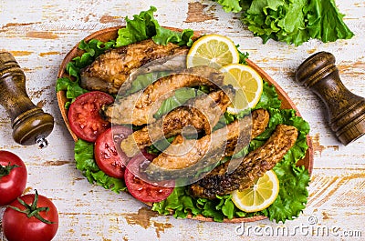 Fried carp slices Stock Photo