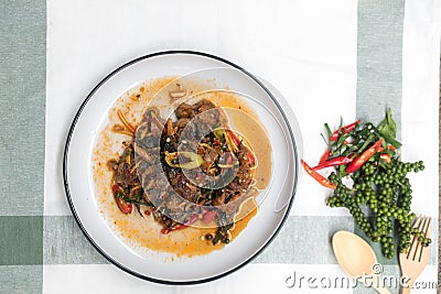 Fried catfish with spicy herbs, healthy dishes Stock Photo