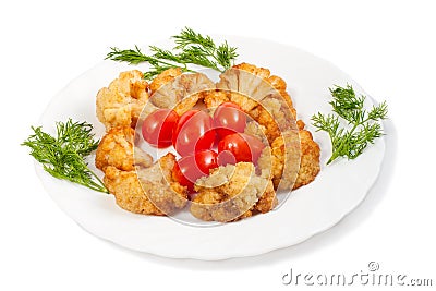 Fried cauliflower Stock Photo