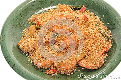 Fried Cereal Prawn Stock Photo