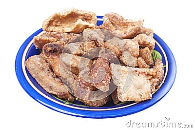 Fried chicharron pork rinds Stock Photo