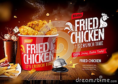 Fried chicken ad Vector Illustration