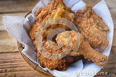 Fried Chicken in a basket Stock Photo