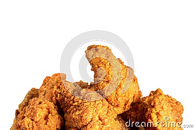 Fried chicken or crispy kentucky isolted on white background. Delicious hot meal with fast food Stock Photo