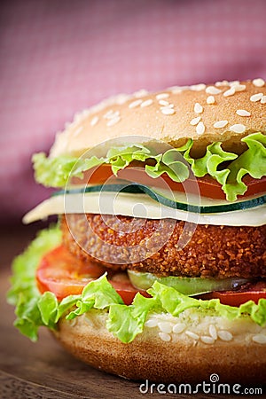 Fried chicken or fish burger sandwich Stock Photo