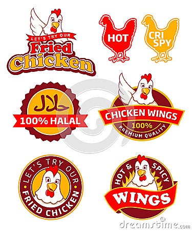 Fried chicken label Vector Illustration