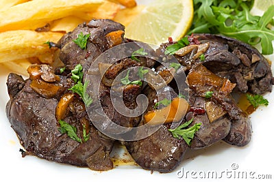 Fried chicken liver Stock Photo