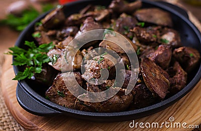 Fried chicken liver Stock Photo