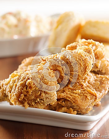 Fried chicken meal closeup Stock Photo