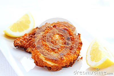 Fried chicken schnitzel Stock Photo