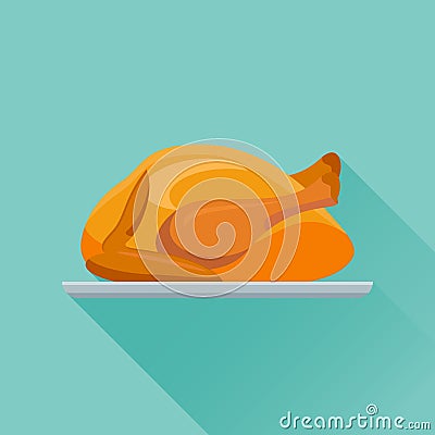 Fried chicken or turkey flat icon. Vector illustration. Vector Illustration