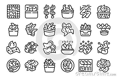 Fried chicken wings icons set outline vector. Roast spicy Vector Illustration