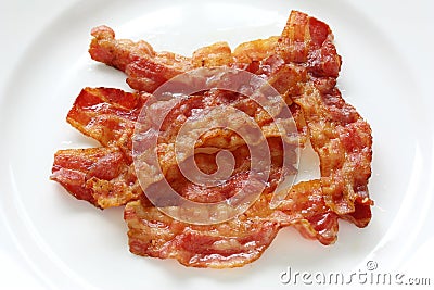 Fried crispy bacon Stock Photo