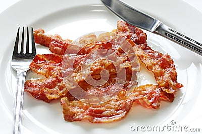 Fried crispy bacon Stock Photo