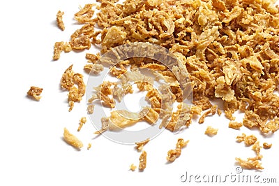 Fried dried onion Isolated on white Stock Photo