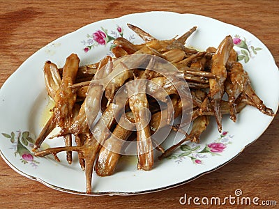 Fried duck tongue Stock Photo