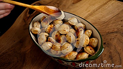 Fried dumplings stuffed with meat. Stock Photo