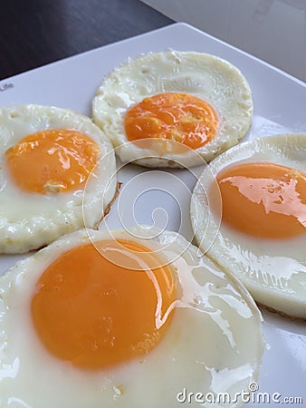 Fried egg for american breakfast in cafe hotel Stock Photo
