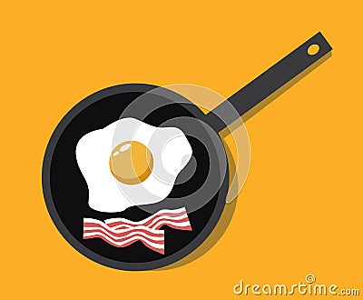 Fried egg with bacon vector Vector Illustration