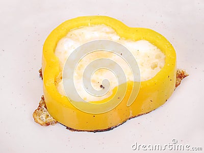 Fried egg in bell pepper Stock Photo