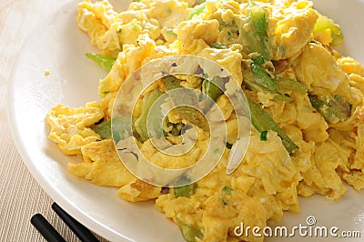 Fried Egg Bitter Melon Stock Photo