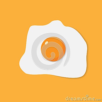 Fried egg breakfast cartoon icon isolated. Flat omelet meal yolk logo shape symbol design. EPS 10 Stock Photo