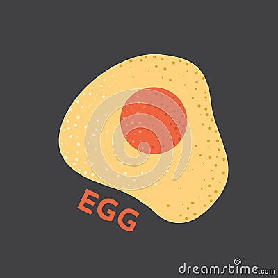 Fried egg breakfast textured vector illustration in cartoon style. Cooked omelette, yolk and protein. Vector Illustration