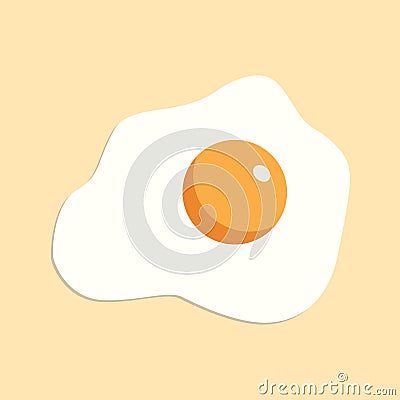 Fried egg flat design on lite background Vector Illustration