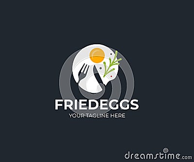 Fried egg logo template. Morning breakfast vector design Vector Illustration